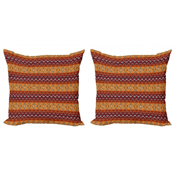 Ambesonne Tribal Throw Pillow Cover 2 Pack, Retro Motifs, 20", Ruby Apricot