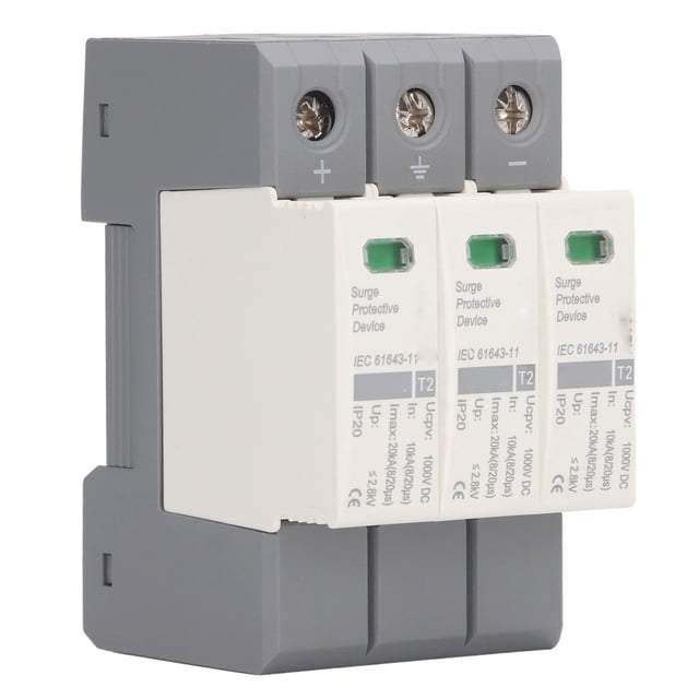 Risegun DC Dispositivo De Protección contra Sobretensiones Descarga Protector De Disyuntor Fotovoltaico 3P 1000V 10‑20KA Suministros De Caja De Distribución