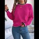 thumbnail image 5 of Suéteres para Mujer con Ribete de Rayas y Hombros Caídos Rosa Roja XL, 5 of 10
