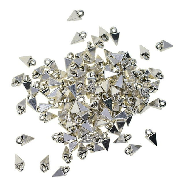 veasfak Jewelry Craft Design - 50/100 3D Pyramid Charms Pendants Dangle Spacer Beads for 10x7x7mm