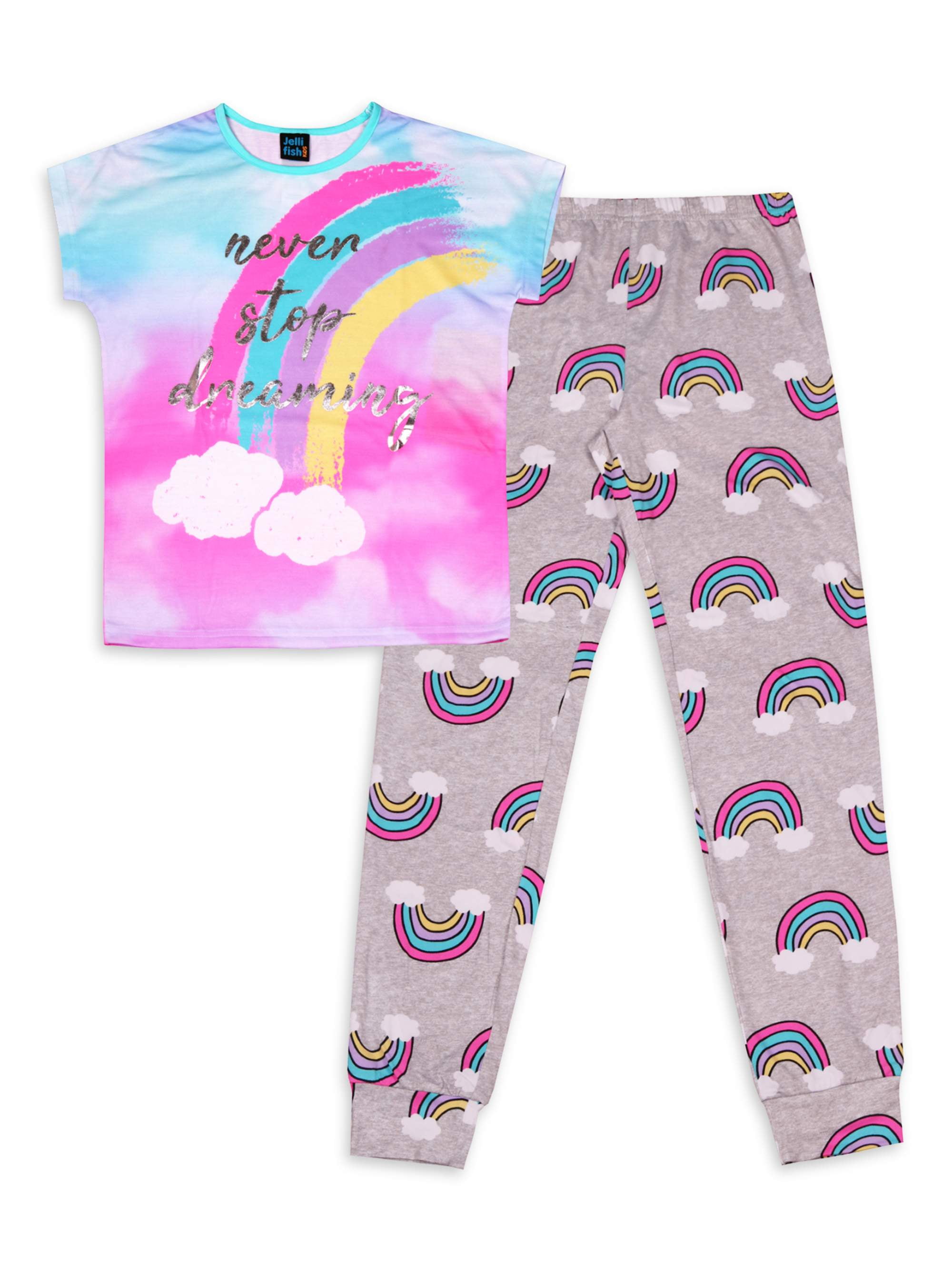 Jellifish Kids Girls Sleep T-Shirt & Jogger Pants Pajama Set, Sizes 4 ...
