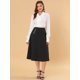 thumbnail image 3 of INSPIRE CHIC Falda Midi De Lunares Vintage Con Cremallera En La Cintura Elástica Para Mujer Negro XS, 3 of 6