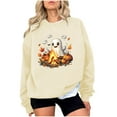 thumbnail image 3 of Craaazy Halloween Sweatshirt Women's Loose Casual Printed Long Sleeved Sweatshirt Fashionable Round Neck Top Gifts For Women, 3 of 4