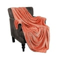 thumbnail image 2 of BNM Solid Fleece Plush Fluffy Blanket, Throw, Creamsicle, 2 of 6