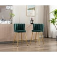thumbnail image 4 of Guyou 26" Counter Height Bar Stool Set of 2, Modern Velvet Upholstered Bar Stool with Channel Tufted Backrest and Metal Legs for Kitchen Island Bar Restaurant, Green, 4 of 12