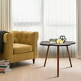 thumbnail image 5 of Coffee Tables, Flower-Shaped Table, Small End Table for Small Space Mid Century Modern Coffee Table for Living Room, Tea Table, Nature Wood Coffee Table with Wood Legs, 23.6" D x 23.6" W x 19.7" H, 5 of 13
