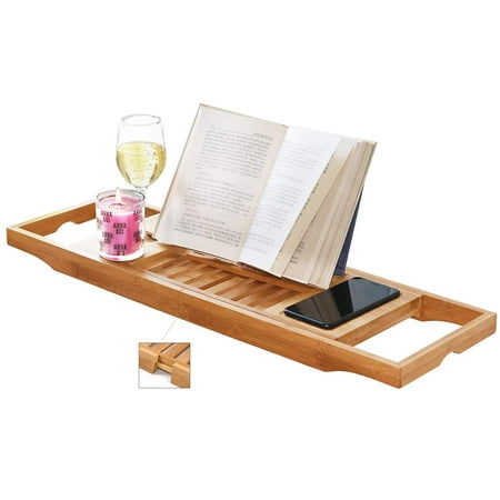Bath Tub Replacement Shower - Moaere Collapsible Bamboo Bathtub Caddy Tray Removable Wooden Bath Rack Shower Table Wine Glass Holder Cellphone Slot