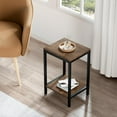 thumbnail image 4 of Wood End Tables Small Side Table with Storage Night Stand Metal Frames 2 Tier Bedside Table with Adjustable Feet, 1PCS, Walnut, 4 of 12
