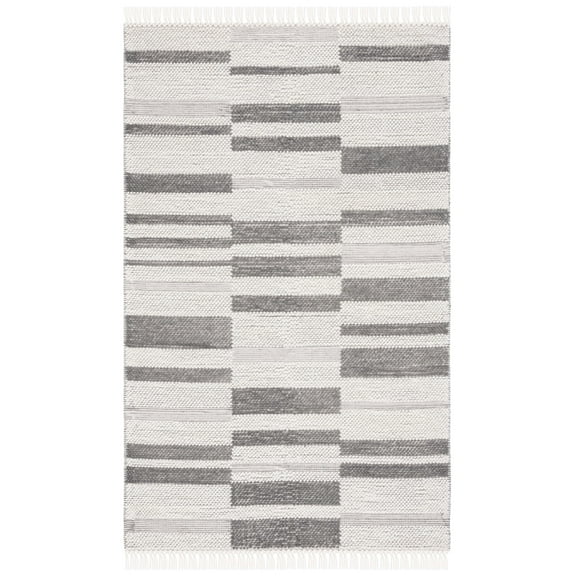 SAFAVIEH Natura Qendro Striped Area Rug, Ivory/Dark Grey, 5' x 8'