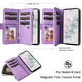 thumbnail image 2 of Dteck for Samsung Galaxy A24 Wallet Phone Case with 9 Card Holder Zipper Pocket, Magnetic Closure Premium Folio PU Leather Flip Case with Wrist Strap for Samsung Galaxy A24 4G,Purple, 2 of 5