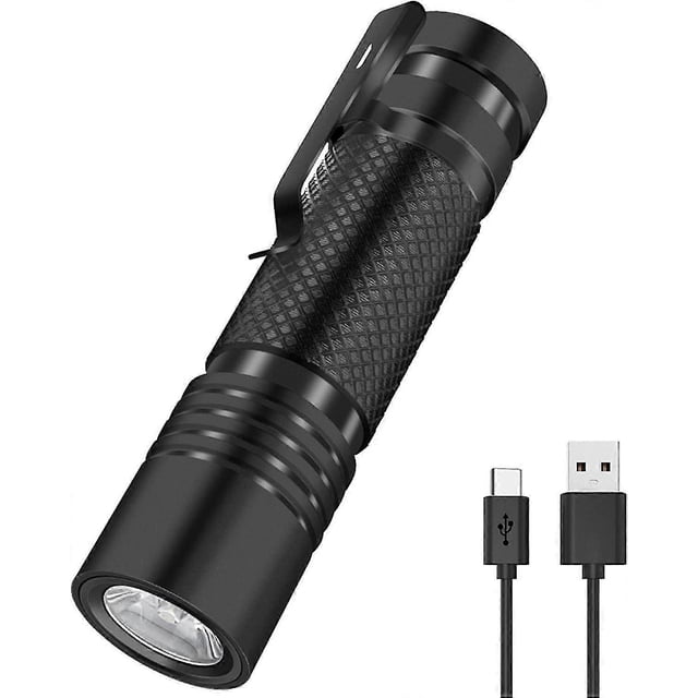 Linterna ultrapotente, minilinterna LED tipo C recargable de 800 lúmenes, 5 modos de luz, linterna táctica impermeable IPX4 para camping, senderismo y emergencias.
