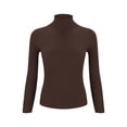 thumbnail image 4 of BOOMILK Turtleneck Sweaters for Women Slim Fit Lightweight Long Sleeve Undershirt Warm Knitted Pullover Brown, 4 of 7