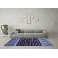 thumbnail image 3 of Ahgly Company Machine Washable Indoor Square Abstract Blue Modern Area Rugs, 7' Square, 3 of 4