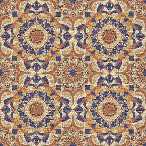 Ahgly Company Machine Washable Indoor Square Transitional Chestnut Brown Area Rugs, 6' Square