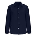 thumbnail image 5 of Women's V Neck Loose Fit Tops Shirts Blouses Solid Color Long Sleeve Casual Daily Wear Business Casual Work Office Fashion Essential Gift for Women | CSEONE,Navy L, 5 of 9