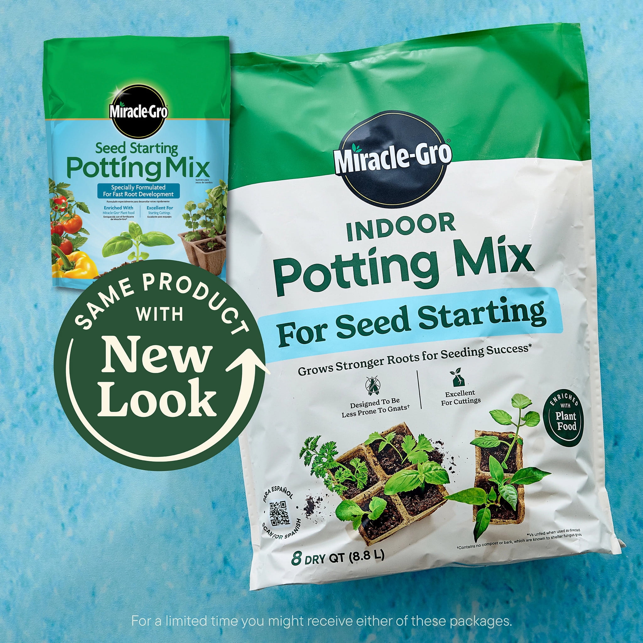 (2 pack) Miracle-Gro Indoor Potting Mix for Seed Starting, Excellent for Cuttings, 8 qt.