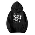 thumbnail image 2 of Women's Graphic Hoodies Oversized Hoodies Cotton Floral Hooded Sweatshirts Casual Fall Outfits 2025 Cute Tops with Pockets M, 2 of 3