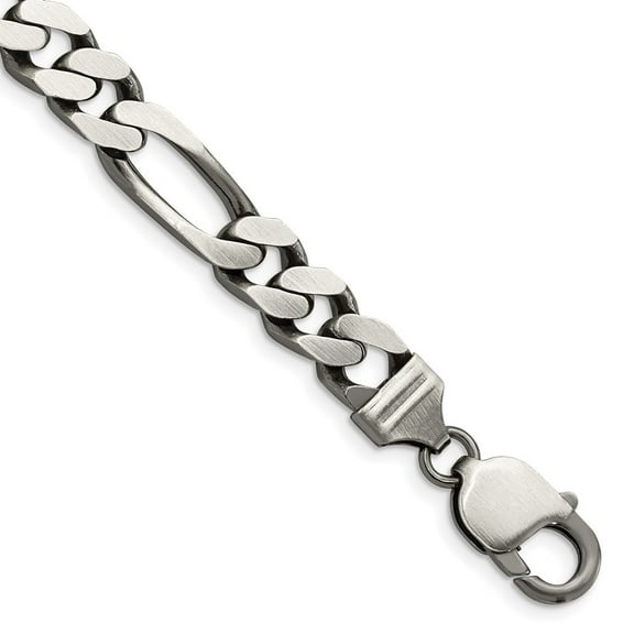 Auriga Fine Jewelry 925 Sterling Silver Antiqued 9mm Figaro Chain Bracelet 8 inch for Women