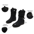 thumbnail image 3 of Women's Mid-Calf Cowboy Cowgirl Boots with Low Chunky Heel,Classic Round Toe,Side Zipper,Fashion Western Black Boots., 3 of 6