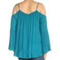 thumbnail image 4 of I.N.C Womens Bell Sleeve Cold Shoulder Blouse, Blue, Medium, 4 of 4