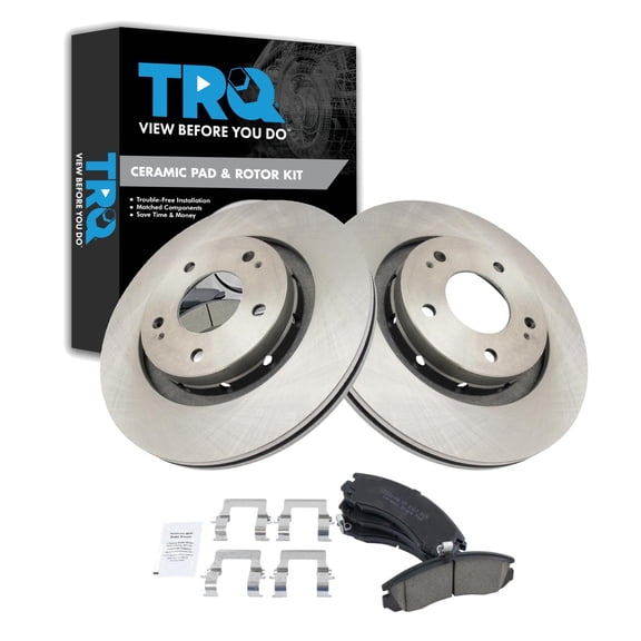 TRQ Front Brake Pad and Rotor Set Ceramic Fits 2009 Mitsubishi Lancer 2005-2006 Outlander