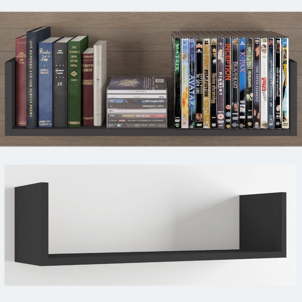 Wall Mount Floating Solid Wood Modern U Shaped 23 Inch Living Room Wall Mount Floating Solid Wood Modern U Shaped 23 Inch Living Room Shelves By Wallniture Set Of 2 Black