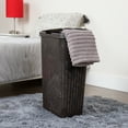 thumbnail image 3 of Mind Reader 40L Slim Laundry Hamper, Clothes Basket, Lid, Plastic, 18"L x 10.4"W x 23.5"H, Brown, 3 of 9