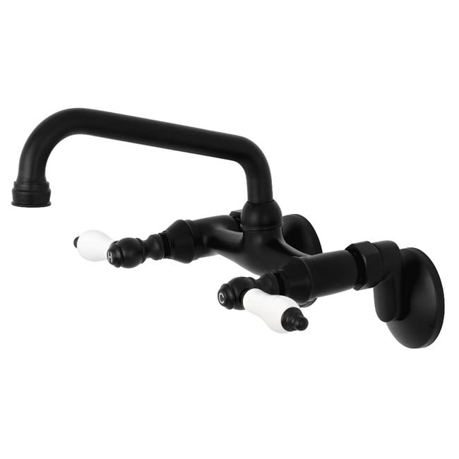 Kingston Brass Ks513mb 2 Handle Wall Mount Kitchen Faucet Matte Black 75 X 4 88 6 94 In