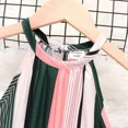 thumbnail image 3 of PatPat Girls Summer Dresses Kids Stripe Belted Halter Neck Cold Shoulder Casual A-line Dress, Green, 9-10 Years, 3 of 6