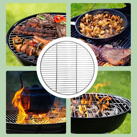 Round Stainless Steel Cooking Grate, BBQ Grill Grid Baking Tray for Camping Picnic Garden