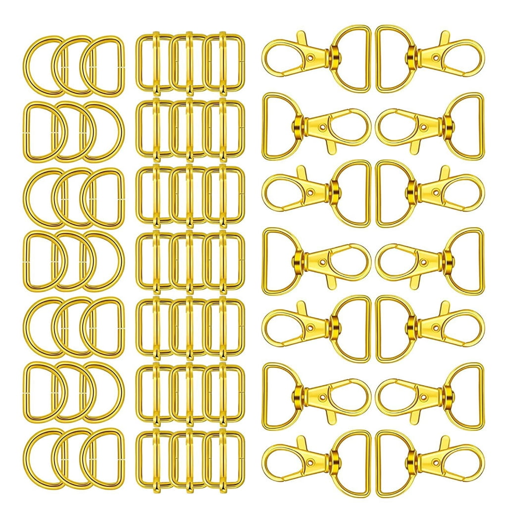 60 Pieces Snap Hooks, Metal D Rings, Triglide Slide Buckles for DIY Handicrafts Backpack Handbag Purse