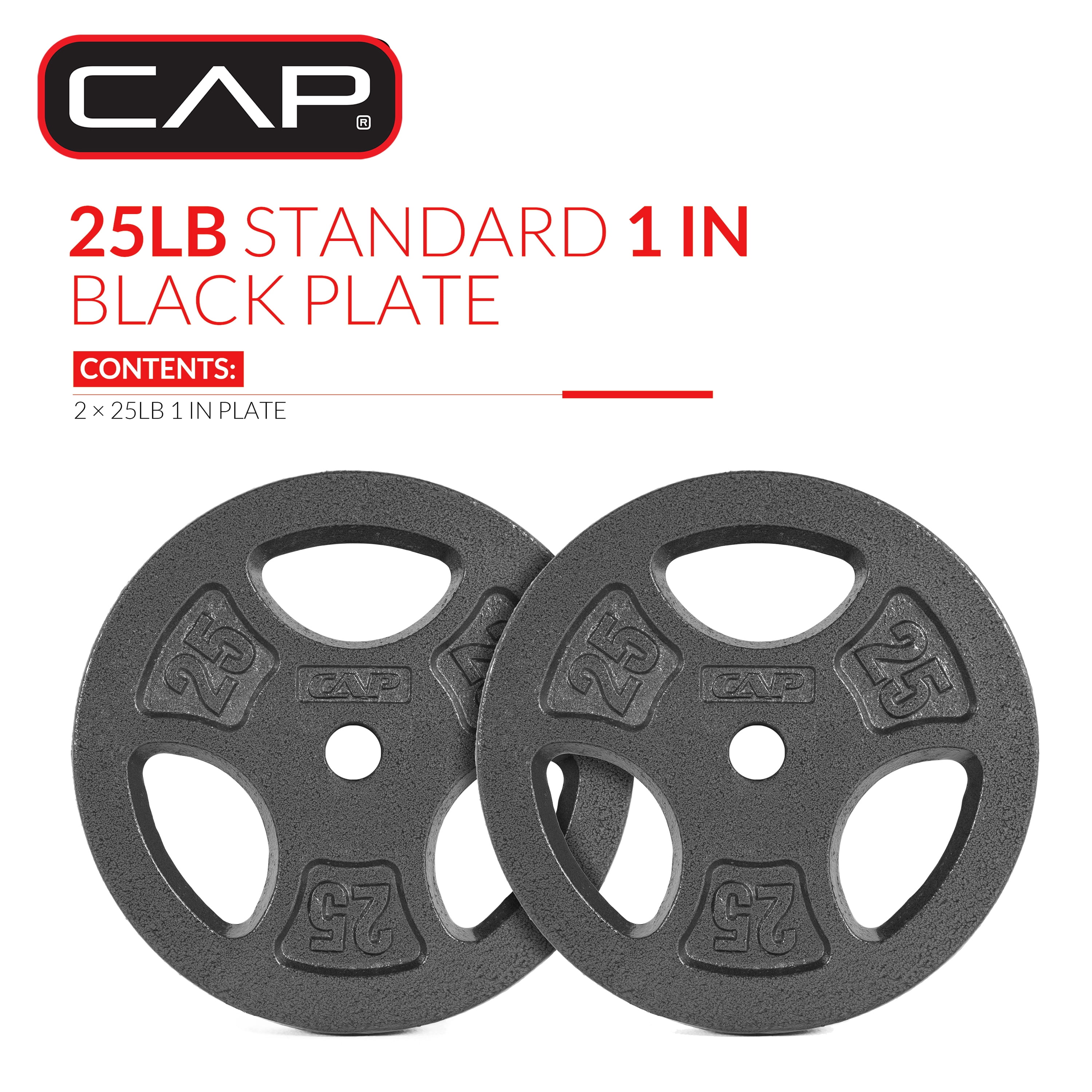 CAP Barbell Standard 25lb BLACK Plate Pack B (x2)