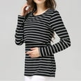 thumbnail image 6 of Rciityk Women's Maternity Nursing Tops Long Sleeve Breastfeeding Shirt Fall Casual Crew Neck Striped Postpartum Loungewear, 6 of 8