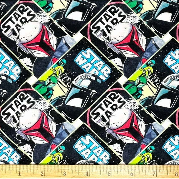 1 Fat Quarter - Star Wars Mandalorian Collage Cotton Fabric - 21" X 18"