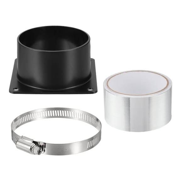 Uxcell 3" Duct Connector Flange Set 1 Pack Dryer Vent Wall Plate with Clamp Tape Black