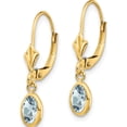thumbnail image 2 of 14K Yellow Gold 6X4mm Aquamarine/March Earrings (23 X 4) Made In India xbe99, 2 of 5