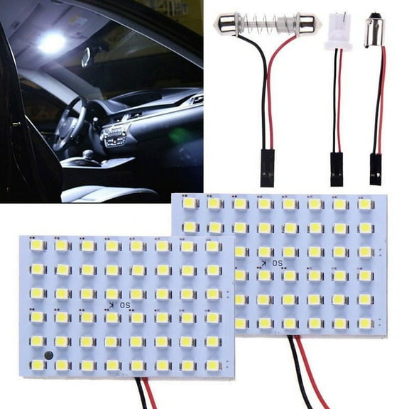 2Pcs 12V Car 48 Smd Led Panel Light T10 Festoon Ba9S Dome Map Interior Bulb