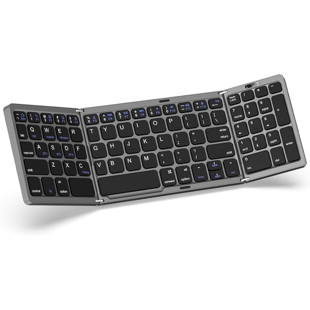 Tecl Bluetooth Plegable, Tecl Inalámbrico Bolsillo 81 Teclas, Tecl Ultra Delg Recargable Tamaño Completo Tecl Extra Bluetooth 5.1 para Tablet PC Smartphone