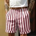 thumbnail image 2 of Fabrcox Striped Mens Linen Short Color Block Shorts for Men Casual Summer Beach Vacation Travel Big and Tall Bermuda Shorts for Men with Pockets Red S, 2 of 5