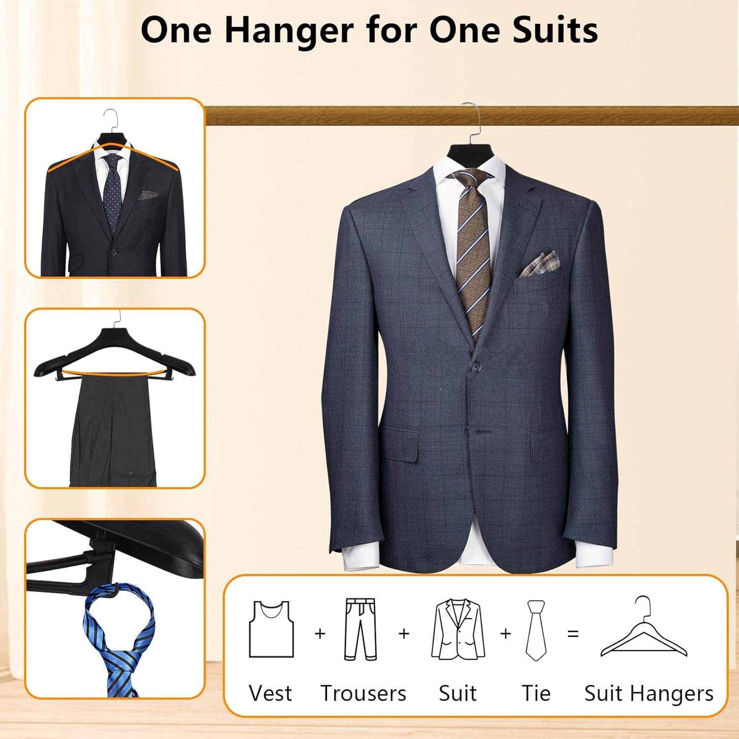 Suit Hangers for Men 10 Pack, Pink Coat Hangers Extra Wide Non Slip Width 17.7", Plastic with Pants Bar & Metal Hook