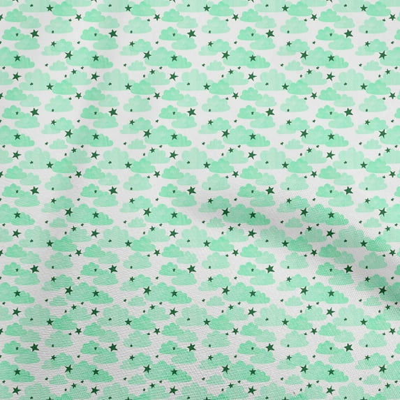 oneOone Polyester Spandex Sea Green Fabric Water Color Craft Projects Decor Fabric Printed By The Yard 56 Inch Wide