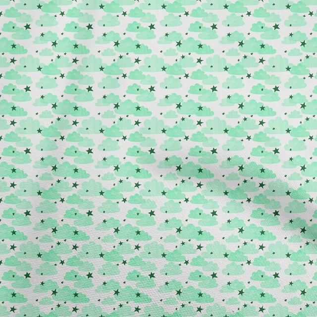 oneOone Tissu en Coton Vert Mer Aquarelle pour Robe Tissu Imprimé au Mètre 42 Pouces de Large