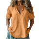 thumbnail image 3 of Sudadera con cremallera,Camisa de lino de manga corta con cuello en V para mujer, top informal de color liso, mezcla de poliéster, cómoda para uso diario en casa o en la oficina, sopatenor, 3 of 9