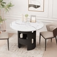 thumbnail image 2 of 42.12"Modern Round Dining Table with Printed Black Marble Table Top for Dining Room, Kitchen, Living Room,White+Black, 2 of 5