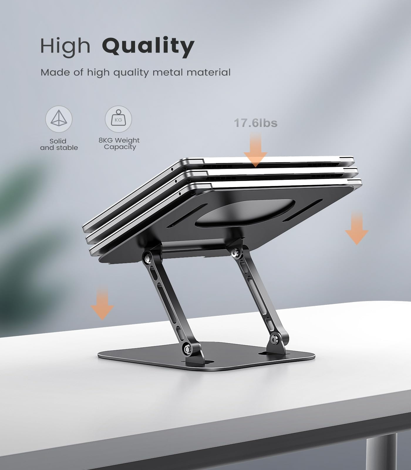 Adjustable Laptop Stand For Desk  Aluminum Portable Lightweight 500g Foldable Computer Notebook Holder 11-16" Macbook Air Pro Xps Black