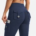 thumbnail image 2 of Carlikeit Women's Flare Leggings High Waisted Yoga Workout Pants with Cargo Pockets No Front Seam High Stretch Quick Dry Bootcut Leggings, 2 of 7