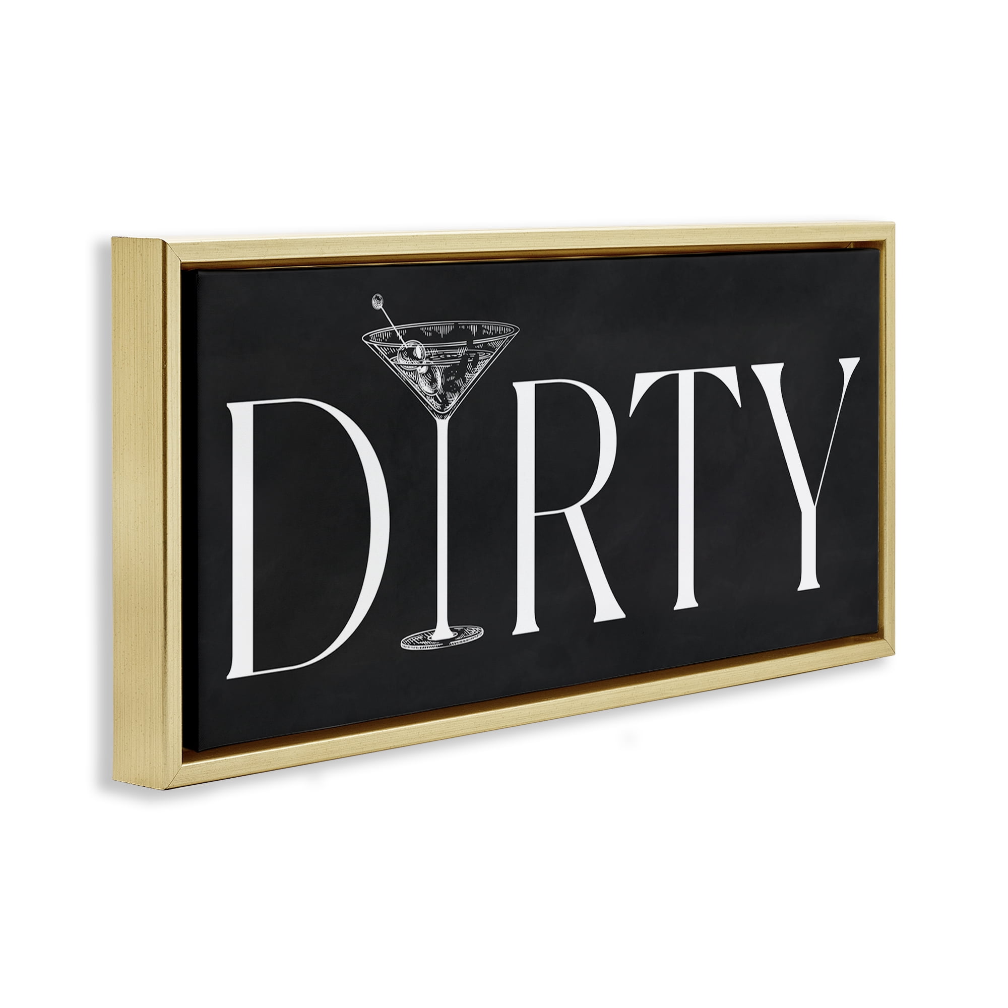 Stupell Industries Dirty Martini with Chalkboard Lettering Gold Framed Floater Canvas Wall Art, design by Lettered and Lined