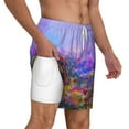 thumbnail image 3 of Balery Colorful Purple Cosmos Flower Mens Swim Trunks Swim Shorts for Men Quick Dry Inseam Beach Shorts with Compression Liner Pocket-Large, 3 of 9