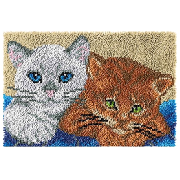 Two Kittens (64x48cm blank canvas) | Rug Making Latch Hooking Kit