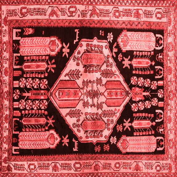 Ahgly Company Indoor Square Persian Red Traditional Area Rugs, 4' Square
